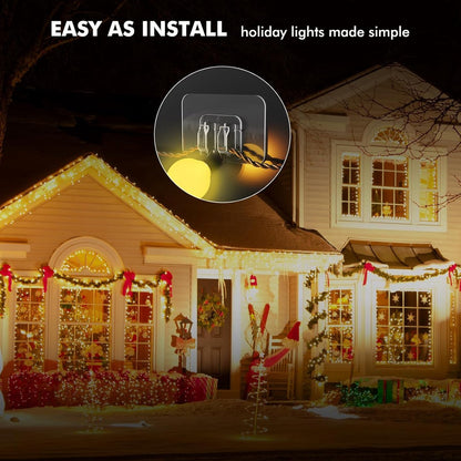 100 pieces Hooks for outdoor lighting - with adhesive strips - No damage, no tools, no holes, waterproof and UV-resistant - Perfect for Christmas and patio decoration - Image 5