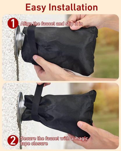 Kitchen faucet outdoor faucet covers for protection against frost in winter - 2-pack, thickened insulated pipe covers for outdoors, indispensable reusable waterproof faucet covers for garden maintenance, 15×20 cm, black - Image 2