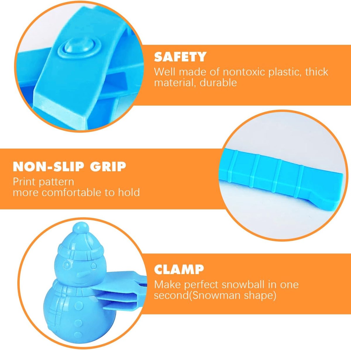 4 Pieces Snowball Maker for Children - Ball/Heart/Duck/Snowman - Safe PP Material - Image 3