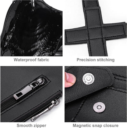 Shoulder bag with shoulder strap - leather shoulder pads - concealed leather wallet under the arm - adjustable pickpocket - accessories with double pockets, unisex leather protection - Image 2