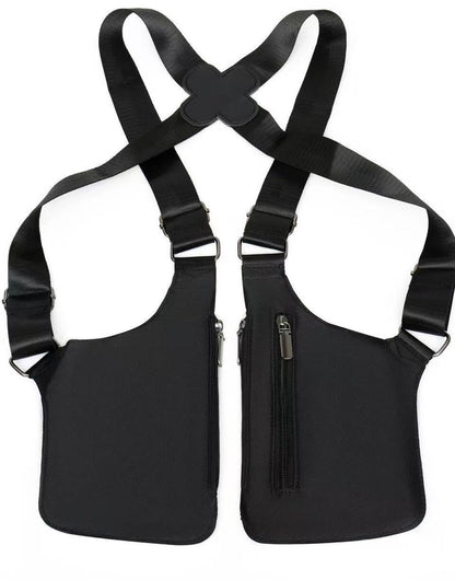 Shoulder bag with shoulder strap - leather shoulder pads - concealed leather wallet under the arm - adjustable pickpocket - accessories with double pockets, unisex leather protection - Image 4