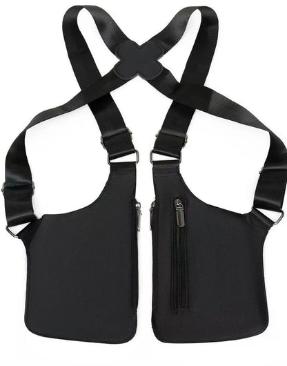 Shoulder bag with shoulder strap - leather shoulder pads - concealed leather wallet under the arm - adjustable pickpocket - accessories with double pockets, unisex leather protection - Image 4