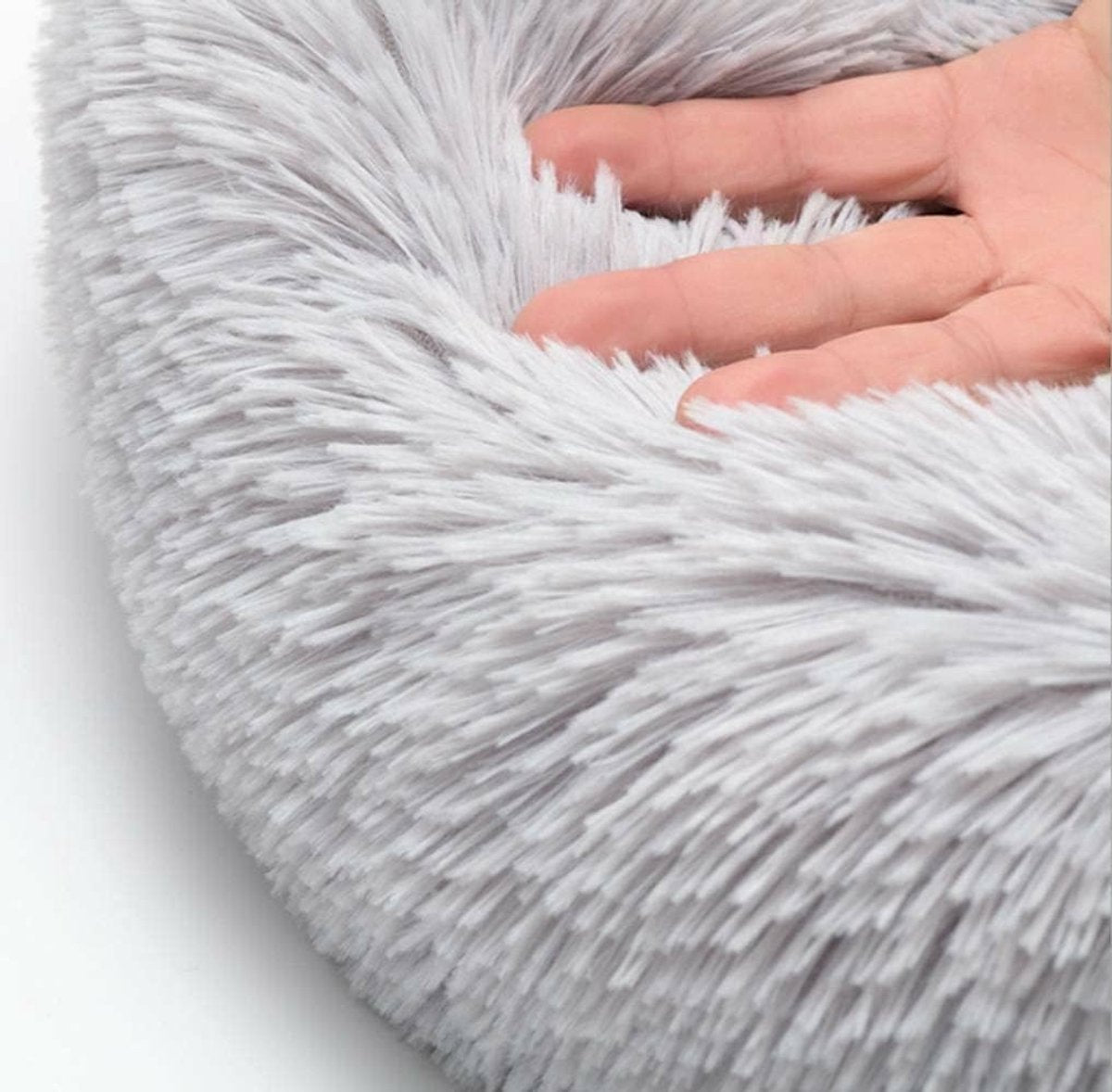 Cat baskets - Washable cat bed 20/24 inch - Dog baskets for small and medium-sized dogs - Anti-anxiety round, soft, plush faux fur dog basket - Thick bottom (light gray, medium) - Image 3