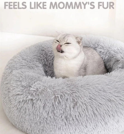 Cat baskets - Washable cat bed 20/24 inch - Dog baskets for small and medium-sized dogs - Anti-anxiety round, soft, plush faux fur dog basket - Thick bottom (light gray, medium) - Image 5