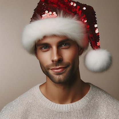 Santa Hat for Adults - Plush Santa Hat - Velvet Headwear - Lined and Dustproof - Image 2