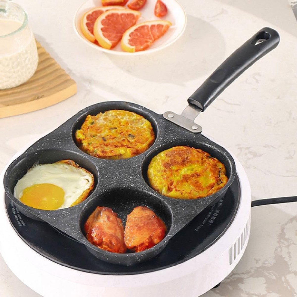 Non-stick egg pans - Cast iron egg frying pan - Breakfast burger egg pancake maker - for fried eggs, pancakes - Suitable for gas stoves and induction cooktops - Image 3