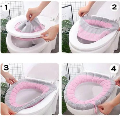 Toilet seat cushion 4-pack – Warm stretch, universal, washable - Image 5