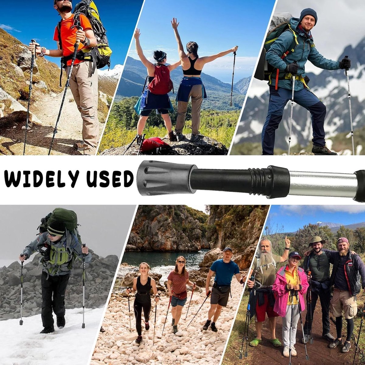 6-pack reinforced trekking pole tips - reinforced rubber tips for trekking poles, walking sticks, and hand trekking poles - universal non-slip replacement tips - Image 3