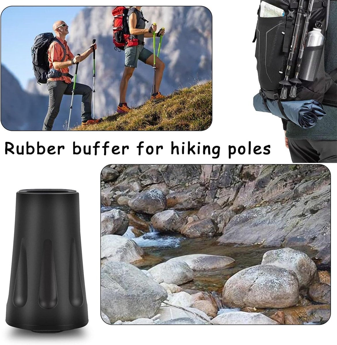 6-pack reinforced trekking pole tips - reinforced rubber tips for trekking poles, walking sticks, and hand trekking poles - universal non-slip replacement tips - Image 4