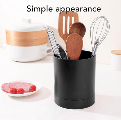 Kitchen utensil holder, large countertop kitchen utensil holder, 360-degree rotating simple chopsticks basket, kitchen cutlery holder with compartment design for home (black) - Image 4