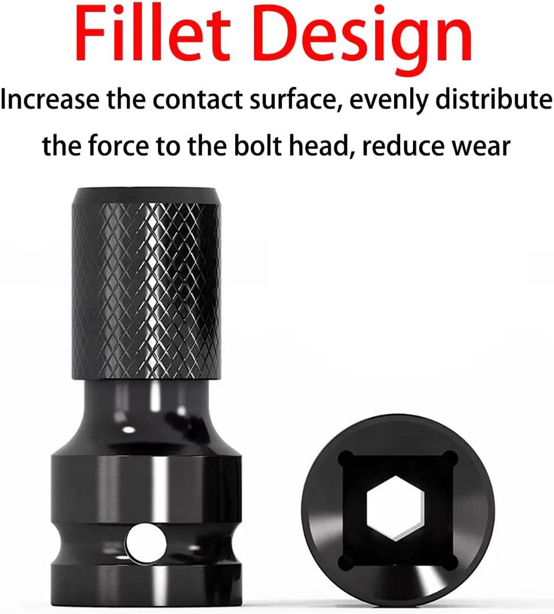 2-Pack Screwdriver Adapter - 1/2 inch Square Drive to 1/4 inch Hex Female - Suitable for Impact Air and Electric Wrenches - Black Hardened Steel Connector - Universal Tool Adapter - Image 5