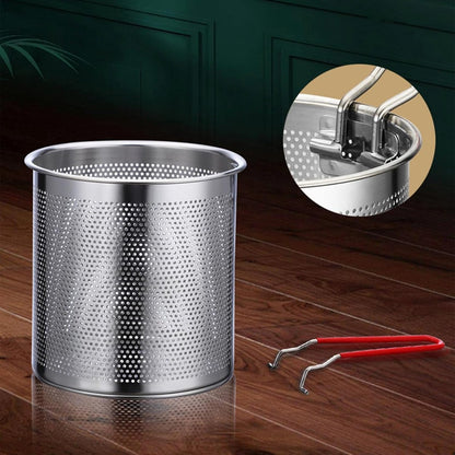 Stainless steel deep fryer - with frying basket and handle - durable, food-grade outdoor mini deep fryer - with perforated strainer - suitable for seafood, chicken, etc. - Image 2