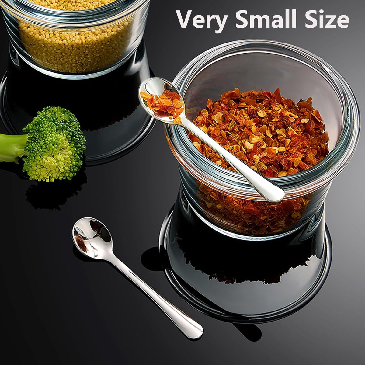 8 Mini Stainless Steel Spice Spoons - 7.3cm - For Salt, Sugar & Honey - Image 3