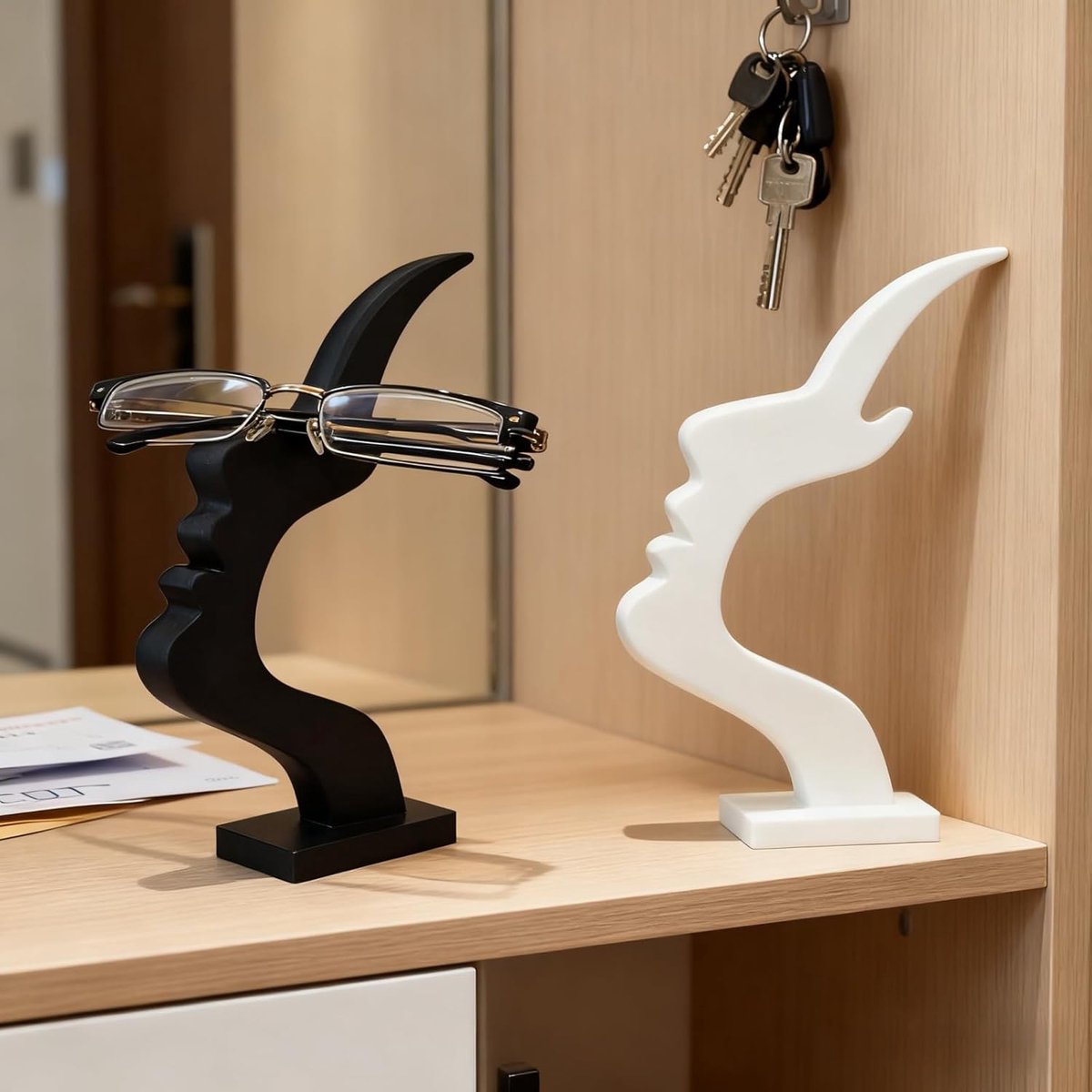 Glasses Stand - Glasses Holder - Decorative Glasses Stand and Desk Organizer - Unique Glasses Display Rack - For home, office, and bedroom, nice gift for glasses enthusiasts (black) - Image 2