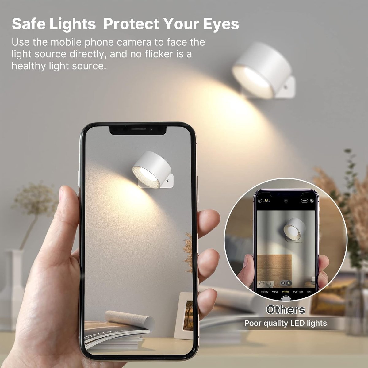 Wireless Rechargeable LED Wall Lamp Indoor White - 3 Colors/3 Brightness Levels - 360° Rotatable - Image 2