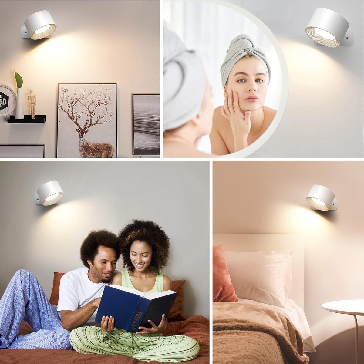 Wireless Rechargeable LED Wall Lamp Indoor White - 3 Colors/3 Brightness Levels - 360° Rotatable - Image 4