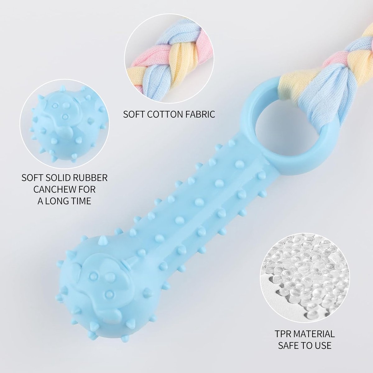 4 PCS Puppy Chew Toys - Relieves teething - Soft rubber & rope toys - Durable and interactive - Suitable for small dog breeds - Image 5