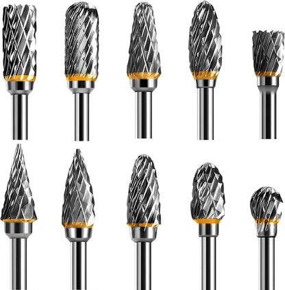 Double-sided carbide rotary cutter - Carbide rotary cutter set - 1/8" shank cutters, drill bits, DIY woodworking, engraving, metal polishing, engraving and drilling