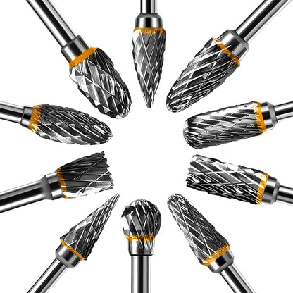 Double-sided carbide rotary cutter - Carbide rotary cutter set - 1/8" shank cutters, drill bits, DIY woodworking, engraving, metal polishing, engraving and drilling - Image 2