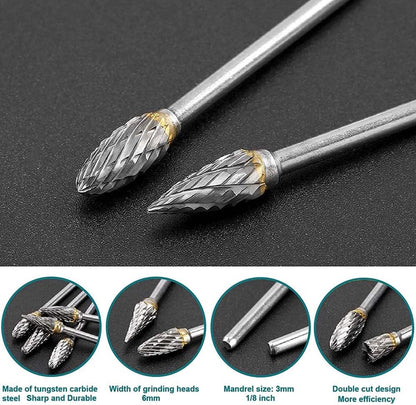 Double-sided carbide rotary cutter - Carbide rotary cutter set - 1/8" shank cutters, drill bits, DIY woodworking, engraving, metal polishing, engraving and drilling - Image 5