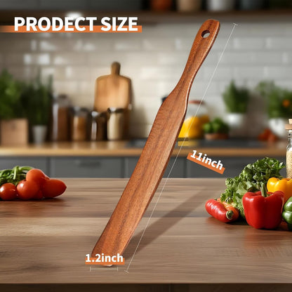 Slim wooden Spurtle - Sourdough spatula for baking and cooking - Smooth wooden finish - 28 cm Spurtle spoon for starter, flour and mixing - Natural wooden Spurtle spatula - Image 3