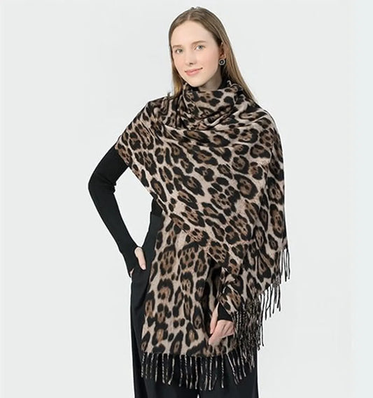 Winter scarf with leopard print scarf women, women's winter scarf, soft cashmere feels warm, scarves, long blankets, wraps - Image 2