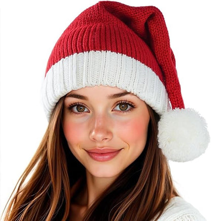 Knitted Santa hat - Washable and colorfast - Soft, warm, long - Decorative Santa hat