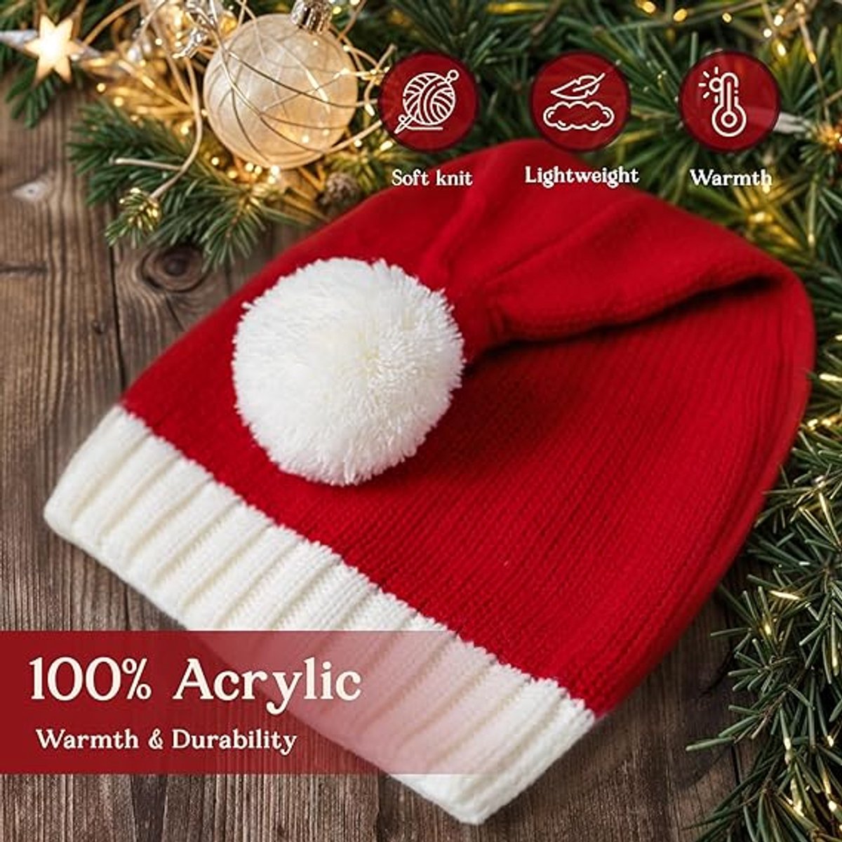 Knitted Santa hat - Washable and colorfast - Soft, warm, long - Decorative Santa hat - Image 2