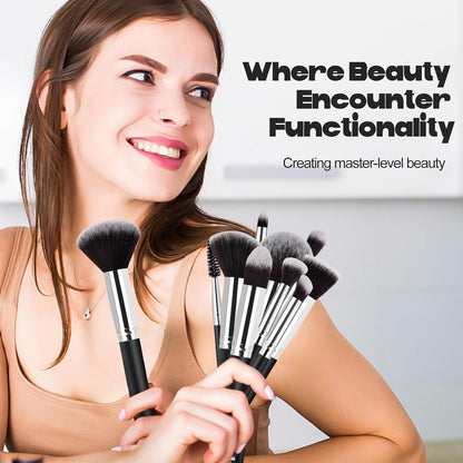 Make Up Brush Set - Brush Sets - Foundation Brush - Eyeshadow Brushes - Powder Brush - Makeup Brushes - Eyebrow Brush (12-piece) - Image 3