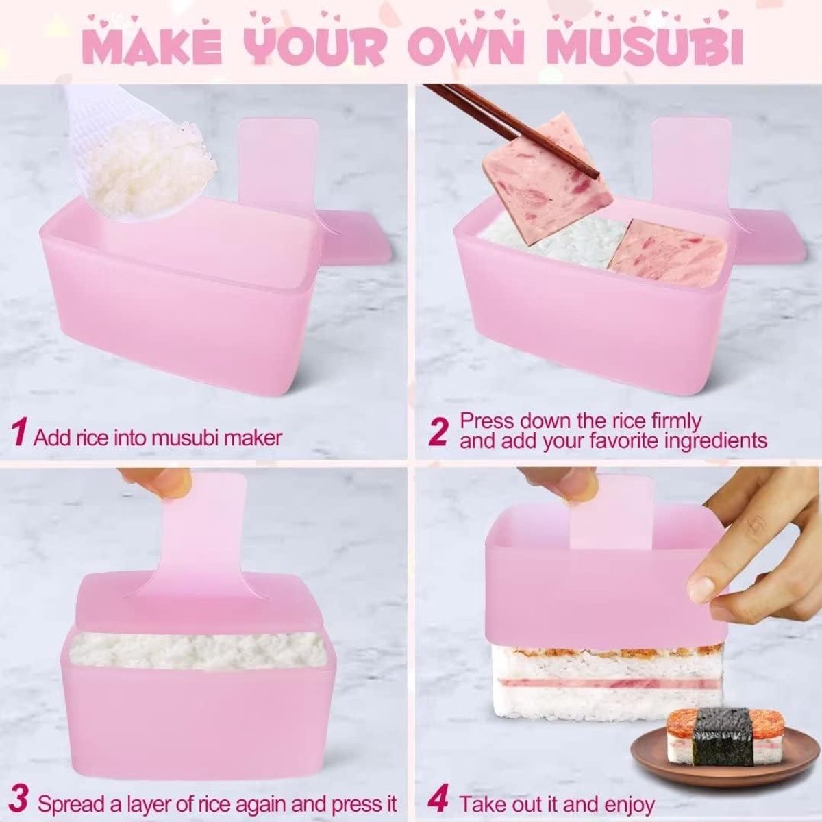 Onigiri mold - 3-pack Musubi press maker Triangular rice ball mold maker - Kids' lunch Bento and DIY at home - Image 3