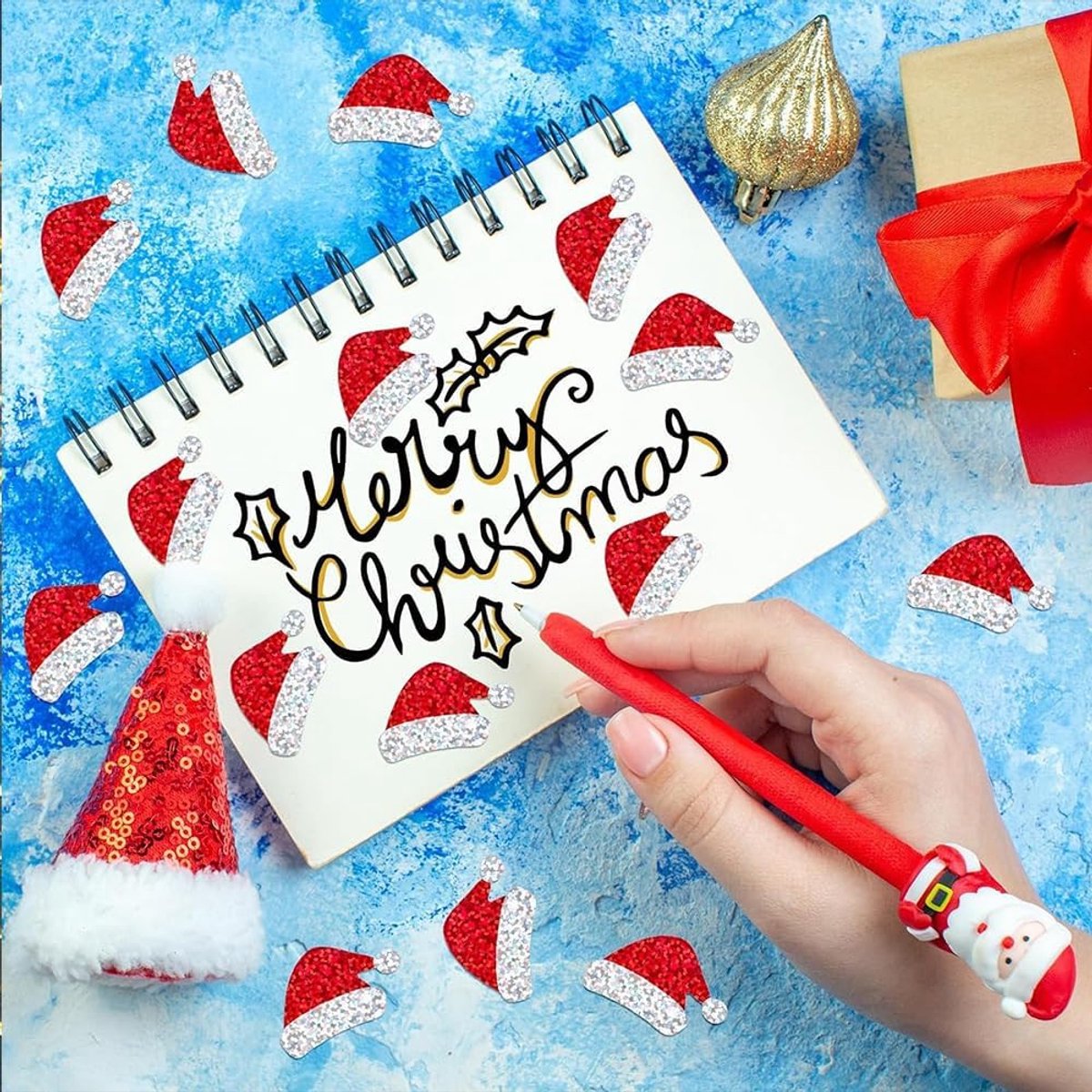 500 Christmas stickers on a roll - 3 cm red Santa hat - self-adhesive stickers for winter - for Christmas, envelopes, invitations, greeting cards, party supplies - Image 4