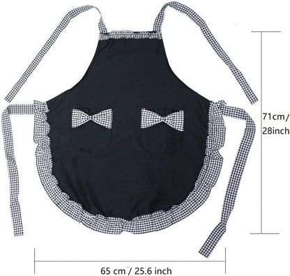Kitchen Apron - Catering Apron - Pottery Apron - BBQ Apron - Painting Apron - Carpenter's Apron - flirty vintage aprons for womanly girls with pockets as a Mother's Day gift (black) - Image 3