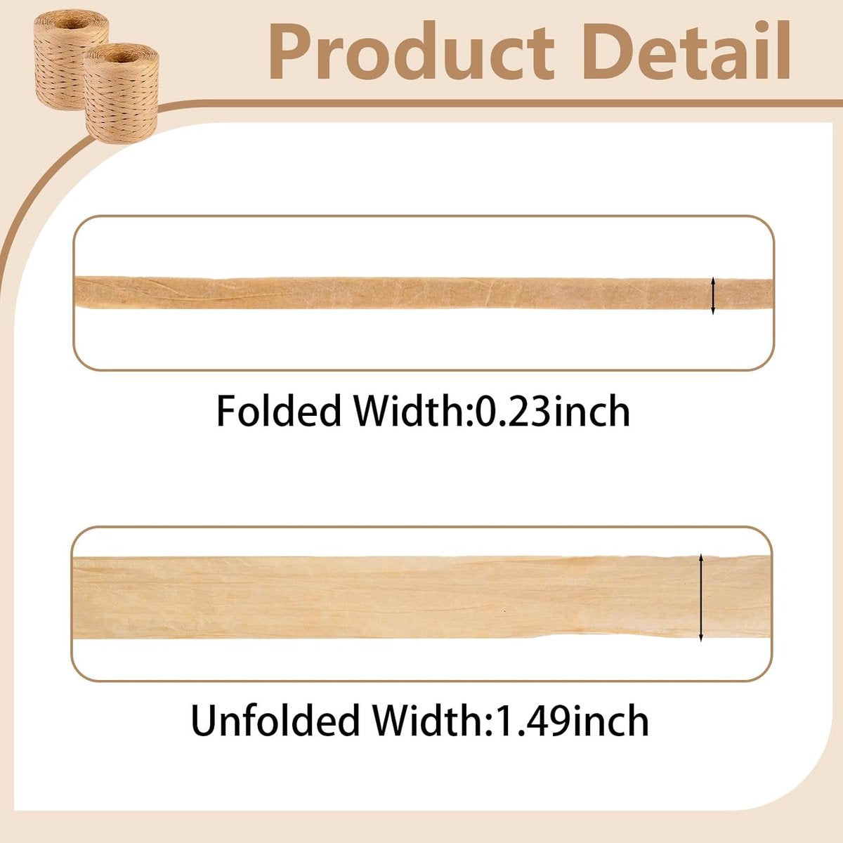 2 rolls of raffia ribbon - natural raffia paper twine - gift wrapping Christmas crafting DIY decoration - 1/4 inch (kraft) - Image 3