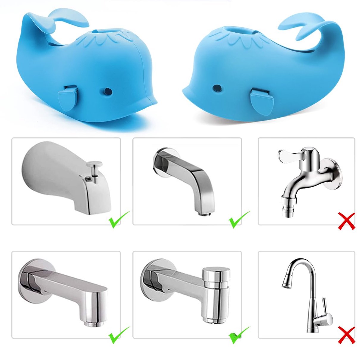 Bath Faucet Cover - Soft silicone safety protector for children, toddlers, and babies - Cute whale design, nice bath gift for children - blue - Image 5
