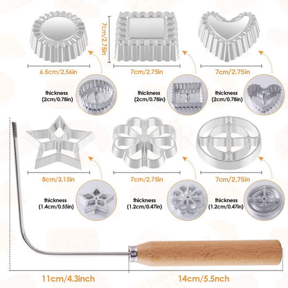 4-Piece Rosette Shaper Set - Cast Aluminum with Wooden Handle - For Coffee Cookies, Bunuelos & Funnel Cookies - Image 2
