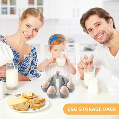 Egg Cooker - Holds 6 Eggs - Fast Cooking & Safe Handle - Fridge Storage Rack - For Family and Kitchen - Image 3