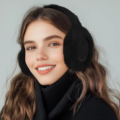 Warm earmuffs - Foldable, cute plush earmuffs - Soft and skin-friendly - Stylish and versatile - Protect your ears from the cold - black - Image 2