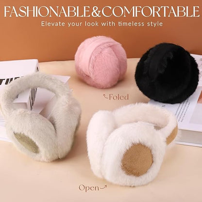 Warm earmuffs - Foldable, cute plush earmuffs - Soft and skin-friendly - Stylish and versatile - Protect your ears from the cold - black - Image 4