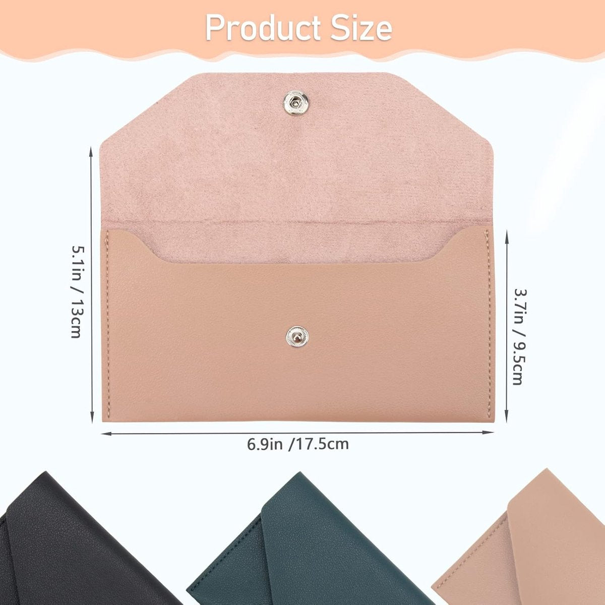 PU leather money envelope bag - 3 reusable budget envelopes for spring festivals, weddings, birthdays, graduations, and holidays (black, pink, dark blue) - Image 3
