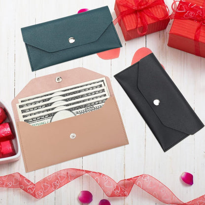PU leather money envelope bag - 3 reusable budget envelopes for spring festivals, weddings, birthdays, graduations, and holidays (black, pink, dark blue) - Image 5