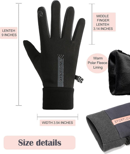 Warm winter gloves - Touchscreen operation - Warm fleece lining, Windproof - Suitable for cycling and driving, Non-slip black - Image 3