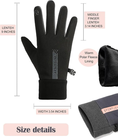 Warm winter gloves - Touchscreen operation - Warm fleece lining, Windproof - Suitable for cycling and driving, Non-slip black - Image 3