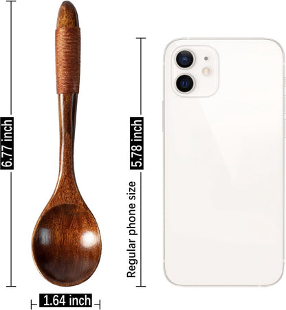 Wooden Spoons - 17cm Bamboo Spoons - Eco-friendly - Versatile Use - Perfect for Honey Jars & Jams (6-piece) - Image 2