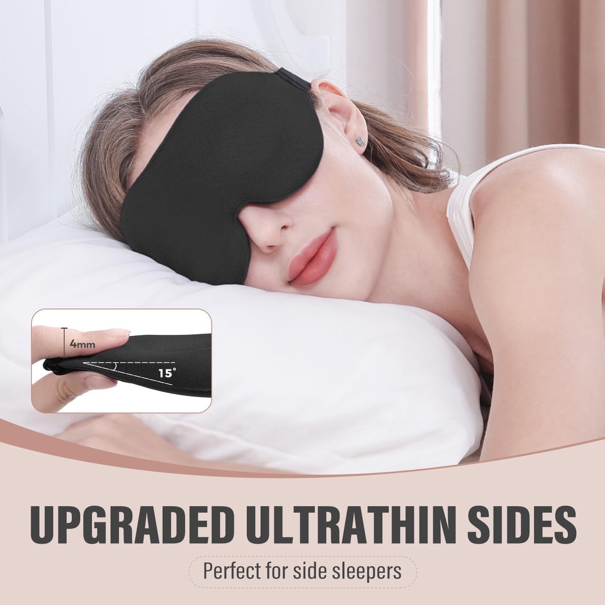 Sleep mask for side sleepers - sleep eye mask - fully light-blocking 3D sleep mask, soft breathable eye mask for women and men, relaxing blindfold for the night without pressure - Image 5