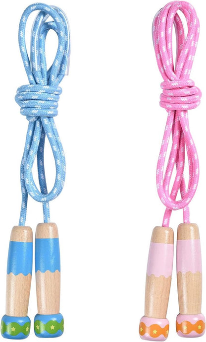 Professional Sports Jump Rope Set of two jump ropes for children - 2.5 meters - adjustable length - with wooden handles - suitable for children from 5 years old (both boys and girls) - for sports and fitness - Image 2