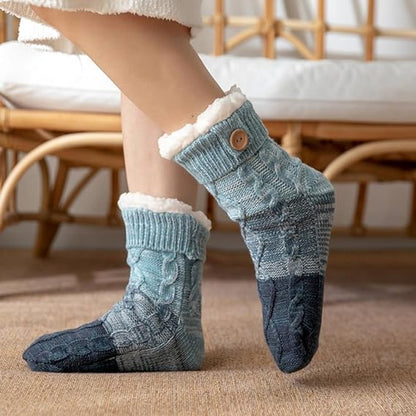 Two pairs of knitted fleece socks for women - warm, comfortable, soft and fluffy sleep socks for winter - Image 3