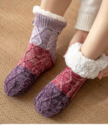 Two pairs of knitted fleece socks for women - warm, comfortable, soft and fluffy sleep socks for winter - Image 4