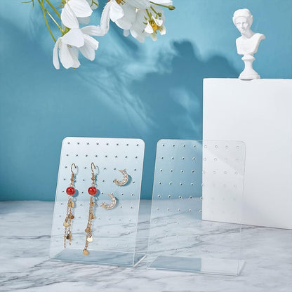 Acrylic Earring Holder - 4-Piece Set with 72 Compartments Earring Display Stand Retail Display Cabinet Earring Display Stand Personal Storage 3x2x4.5 inches - Image 3