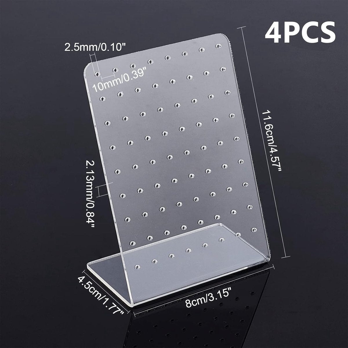Acrylic Earring Holder - 4-Piece Set with 72 Compartments Earring Display Stand Retail Display Cabinet Earring Display Stand Personal Storage 3x2x4.5 inches - Image 4