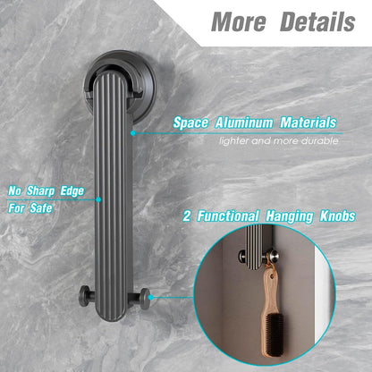 Wall drying rack – Foldable, aluminium, vacuum suction cup (grey) - Image 3